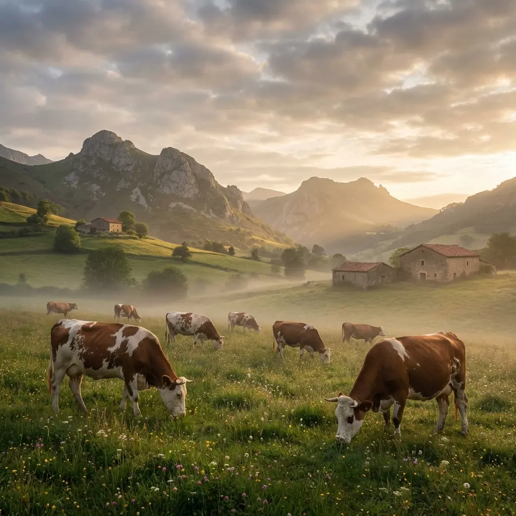 Vacas pastando tranquilas